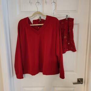 Ambrielle Womens Long Sleeve V-Neck 2-pc. Shorts Pajama Set Women's size XXL